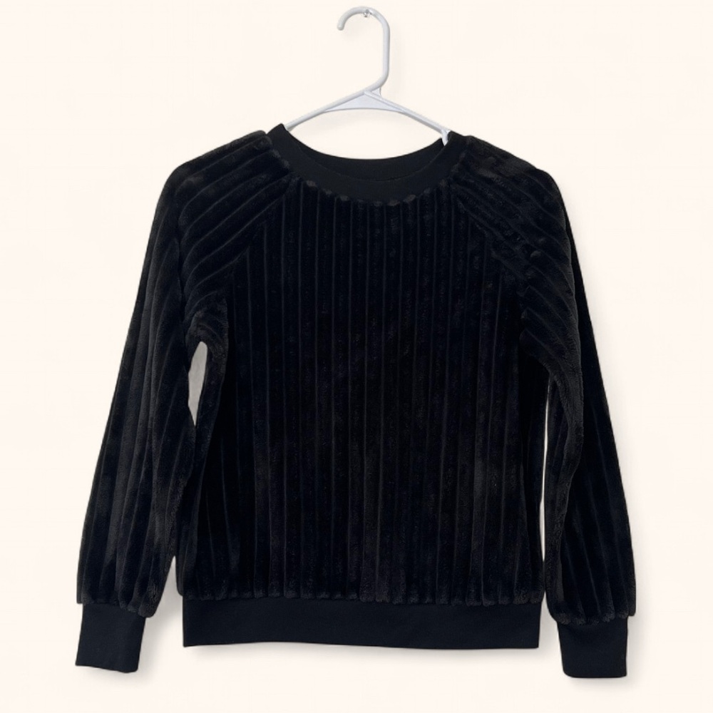 Women’s XS No Boundaries Black Velour Ribbed Knit Plush Sweatshirt